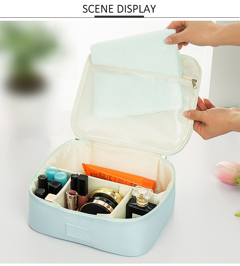 Waterproof Large Polyester Dividers Cosmetics Makeup Bag