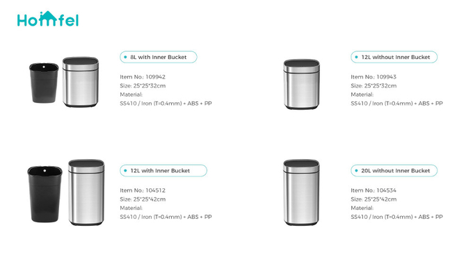 Household Office Standing Press Top Trash Can with 30L/40L/50L Capacity and Iron Structure