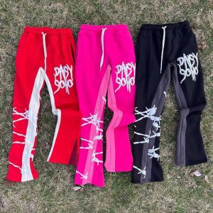 China Men'S Black Flared Sweatpants Blank 3D Puff Print Casual Daily Life Acid Wash French Terry wholesale
