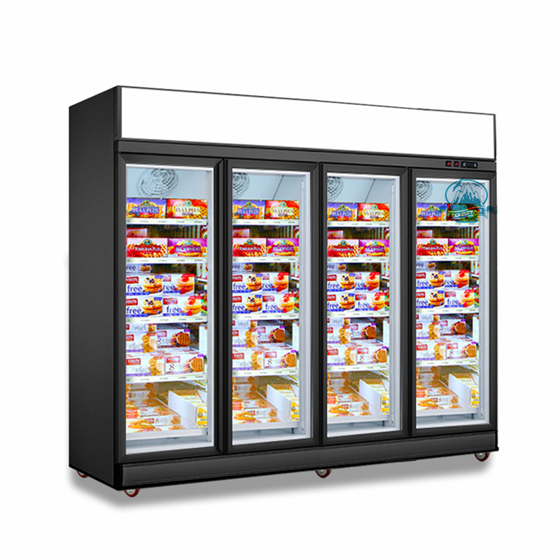 Supermarket 1-2-3-4 Door Ice Cream Cooler Upright Freezer