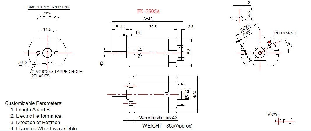 FK-280 Mini Household Electric Motors Carbon Brush 6v 12v 24v DC Electric Motor