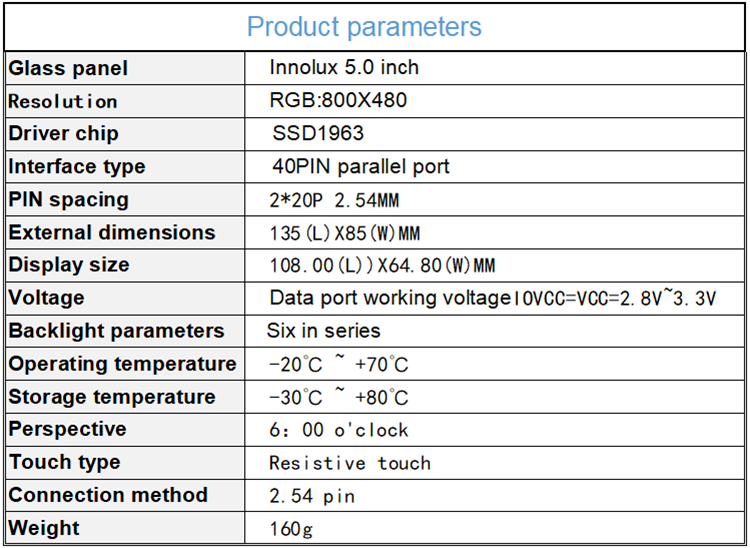 8080 5 Inch Lcd Display Module 800x480 SSD1963 TFT Display Module Smart Display Screen