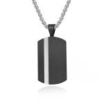 Satin and Polished Square Religious Necklace Men's Cross Stainless Steel