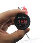 Waterproof Round Motorbike Volt Meter , Mini 12v Led Voltmeter