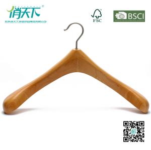 China Betterall Pearl Nickle Hook Natural Beech Wood Coat Hanger wholesale