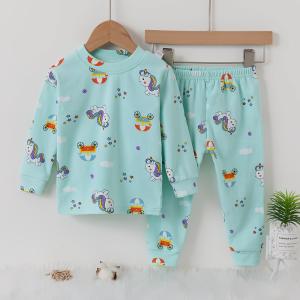 China Hygiene Long Pj Set Cartoon Carriage Warm Pyjamas For Winter wholesale