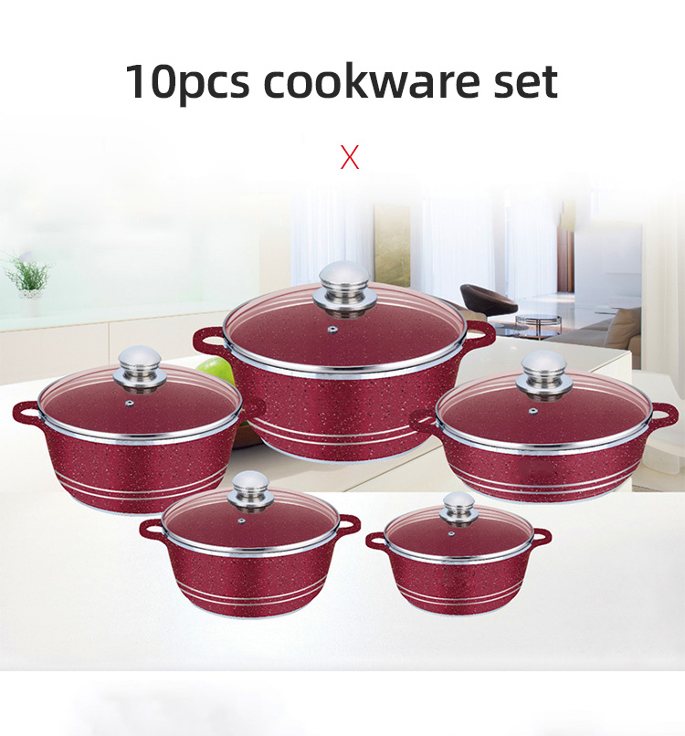 OEM/ODM Kitchen Pots Granite Aluminum Pans And Pots Double Bottom Nonstick Cookware Sets