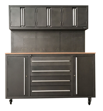 Maximize Your Garage Storage with this Heavy Duty Modular Workbench and Cabinet Combo