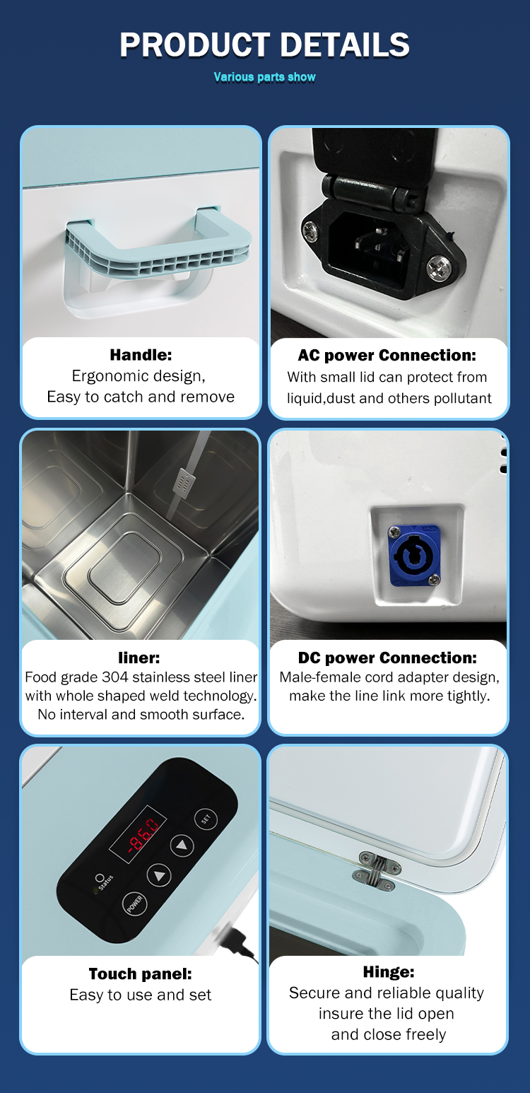 12/24v 25l -86c Ultra Low Temperature Deep Blast Vaccine Freezer with 616*392*455mm ABS