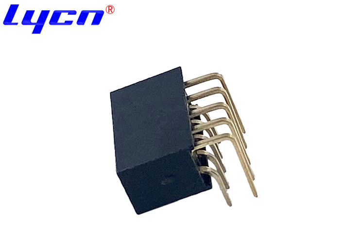 Black Right Angle Header Connector Dual Row 2.54 Mm Female Header