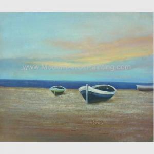 China Modern Decorative Boats Oil Painting Ship On The Beach Acrylic And Oil Painting on sale