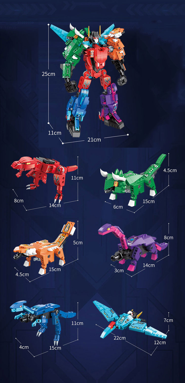 Unisex 6 In 1 Mighty Dinosaur Toy Transforming Mecha Tyrannosaurus Great Gift for 7-12