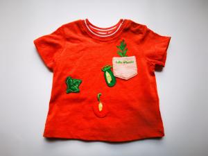 China Cuffed Short Sleeves Red T Shirt For Baby Girl Cute Plant Patch wholesale