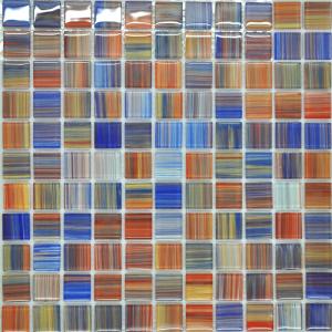 China Shape red blue blend kitchen glass tiles for sales wholesale
