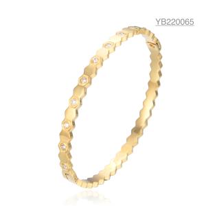 China Honeycomb Hexagonal Stainless Steel Bangle CE Personalized 14k Gold Bracelet wholesale