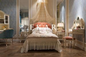 China Velvet Princess Bed Latest Bedroom Design Wooden Girl's Bed wholesale