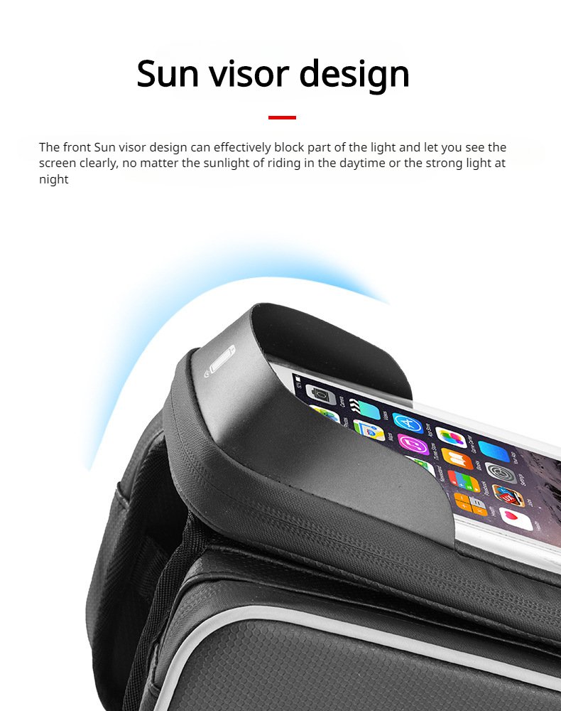 Bicycle upper tube bag mobile phone touch screen road bike mountain bike front beam bag frame bag riding equipment acces