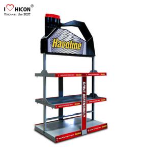 China Floorstanding Metal 3 - Layer Car Lubricating Oil Display Rack For Automotive Shops wholesale