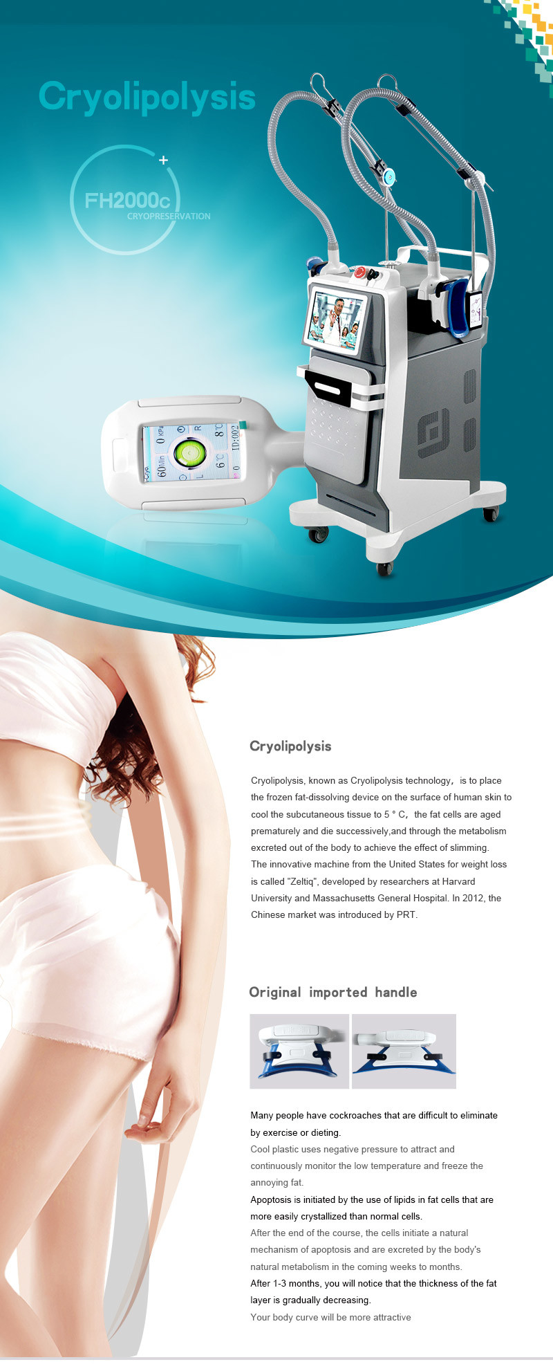 Body Slimming Cryolipolysis Slimming Machine Frozen Cavitation RF Handle Vacuum