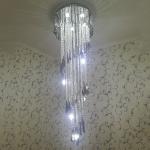 Modern Chandelier For Smoky Gray Crystal Luxury Fixtures Long Interior Stairway