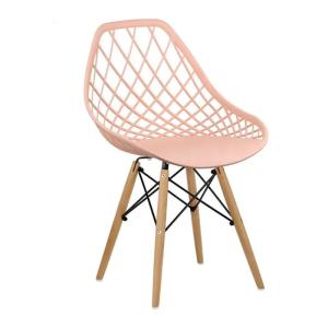 China Italian Design Pp Plastic Metal Frame Dining Chair And Wooden Leg wholesale