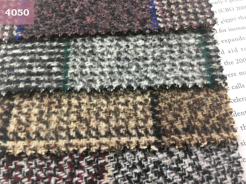 Multicolor Yarn Dyed 850gsm Check Tweed Wool Fabric Polyester Coating Fabric