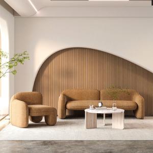 China Curved Velvet Modern Fabric Sofa Set High Density Sponge For Dining Room wholesale