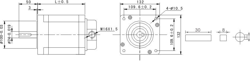 50N.m 1.2Degree 282mm Length 5.0A Hybrid stepper motor