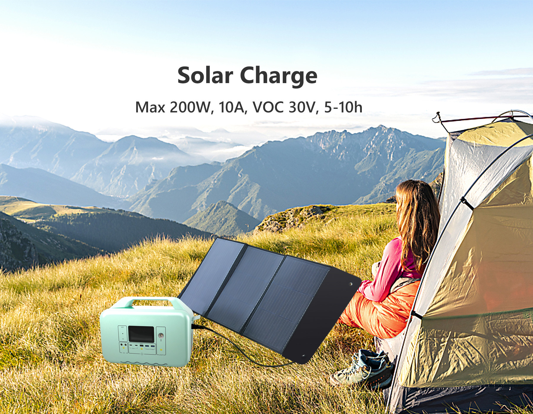 2000w 110V/220V Pure Sine Wave Solar Battery Portable Power Station With Solar Panel