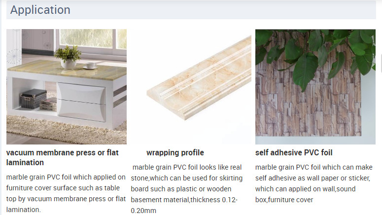 Customized Marble Design PVC Furniture Foil Roll For Lamination And Wrapping