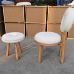 Oak Wooden Cashmere Dining Chairs Lamb Velvet For Modern Office