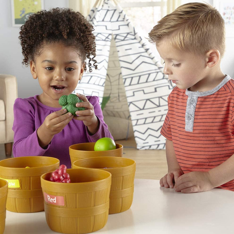Unisex Children's Day Five Color Bucket Vegetable Soft Gum Fruit Set Kitchen Food Puzzle Toy Gift