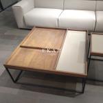 Solid Wood Round Marble Top White Coffee Table Set