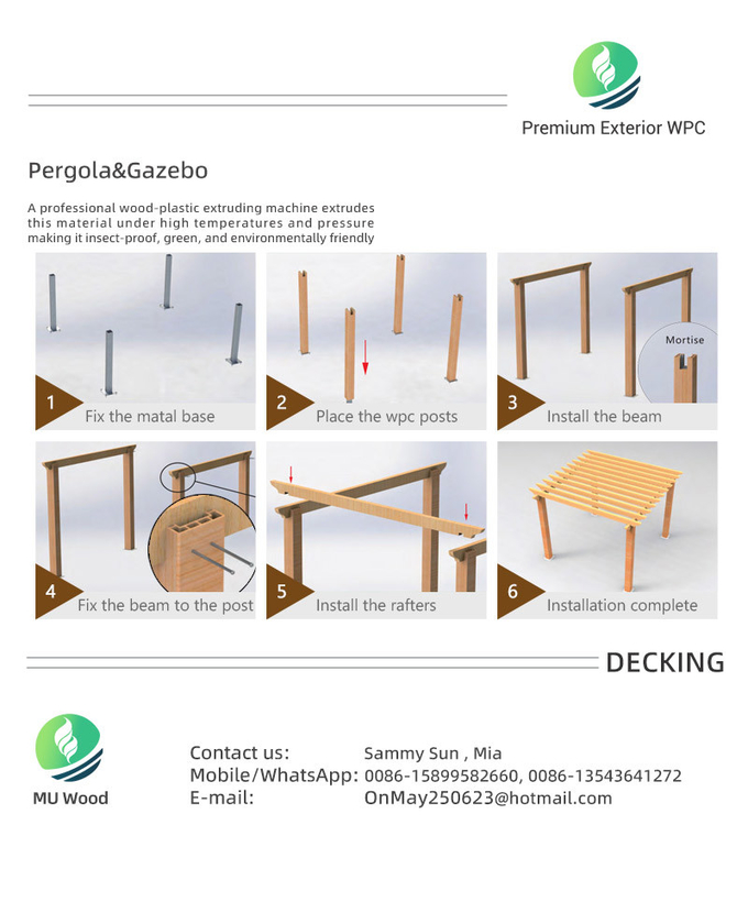 Commercial WPC Pergola Composite Outdoor Wood Pergola Rotproof