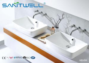 China Rectangle Above Counter Top Wash Basin Ceramic Bathroom Vessel Vanity Sink wholesale