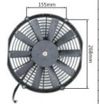 12" Black Automotive Electric Cooling Fans Straight Blade 1 Year Warranty