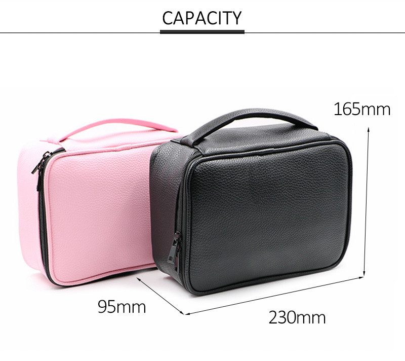 New Design Pure Color Waterproof PU Leather Makeup Wash Bag Fashion