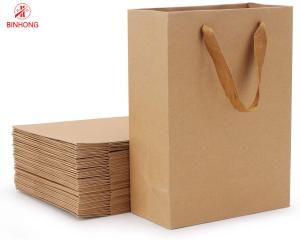 China Glued 30cm Paper Standing Pouch With Twisted Handles wholesale
