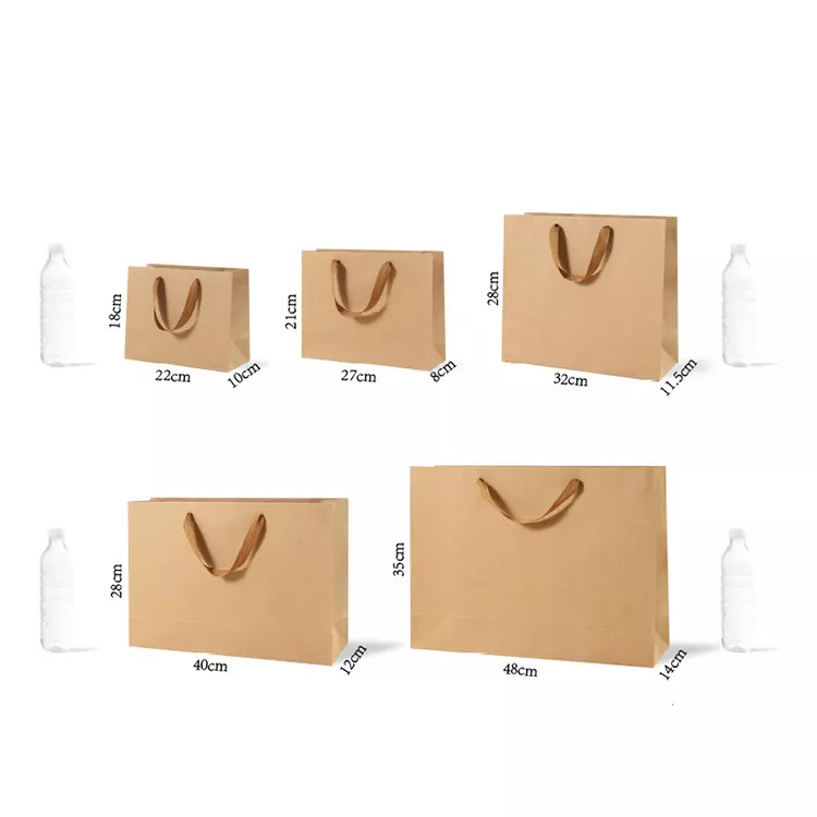 Eco Friendly Supermarket Custom Kraft Paper Bags For Shopping