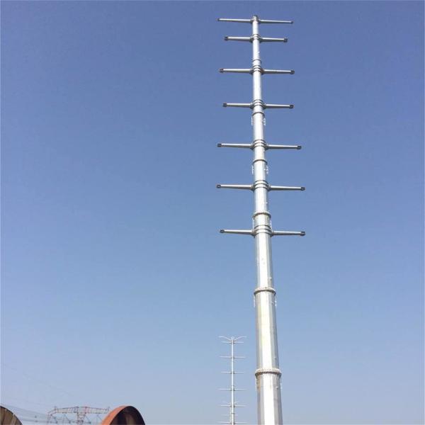 Q345 GR65 Galvanized Steel Electric Pole With 20-55FT Height For Transmission Line
