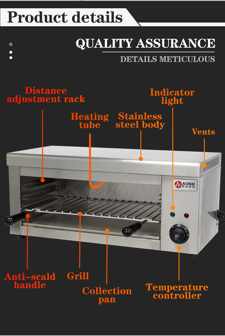 Kitchen Equipment Environment-friendly Electric Salamander Grill for Home Restaurant