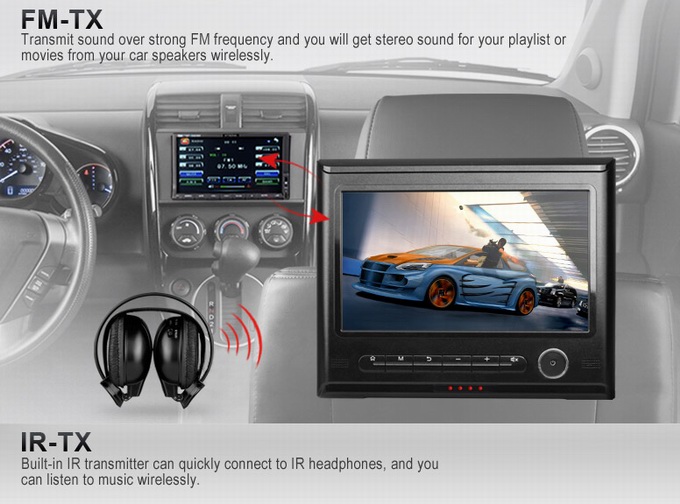 Ouchuangbo 9 inch digital screen car headrest monitor with Multi-language menu OCB-H6618