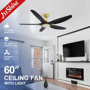 China Luxury Villa Black Gold Ceiling Fan With LED light 230v 6 Speed wholesale