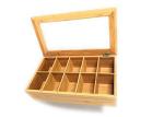 Small Bamboo Storage Organizer , Wooden Tea Box Adjustable Chest Compartments