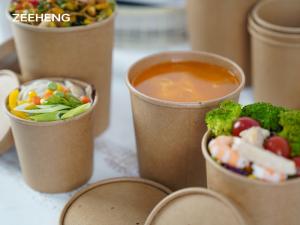 China Supermarkets Paper Soup Cups Salad Bowls No Smell wholesale