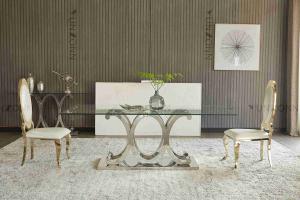 China Modern 10 Seaters SS Dining Table With Tempered Glass Removable wholesale
