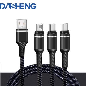 China Cotton Braided USB 2.0 Charging Cable Type C 3.5A Fast Charging Cables wholesale