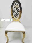 Ellipse High Back Golden Wedding Dining Chair With Flower OEM