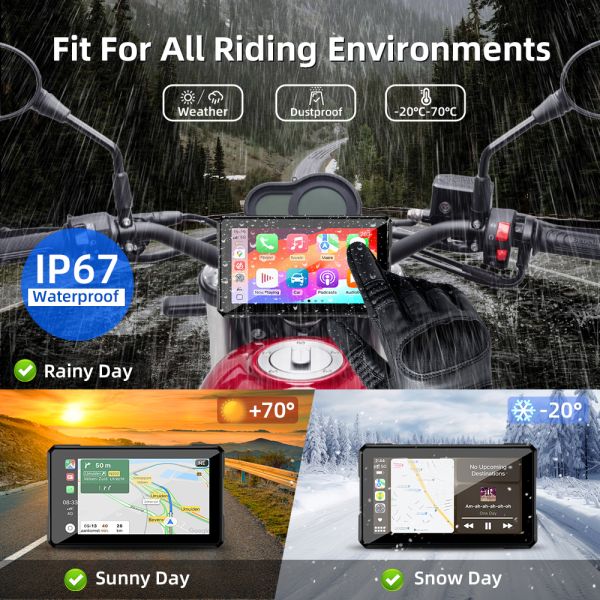 Magnetic detachable model CarPlay portable motorcycle navigation screen 5 Inch IPS Touch Screen Motorcycle CarPLay Navigation Display Waterproof IP67