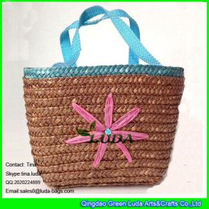 China LUDA embroidery flower straw purses brown small wheat straw bags wholesale
